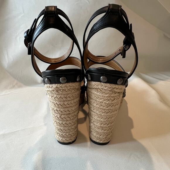 Coach Darcy Semi-Matte Calf Espadrille Wedge Sandal Women's size 9.5 - Picture 6 of 7